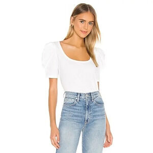 ALC Rumi Tee in White Puffy Sleeves T-Shirt Top Sz XS